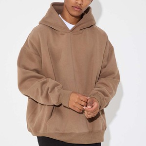 Sweat à capuche pour homme en spandex/coton, coupe régulière, épaules tombantes, thermique, lourd, uni, uni, teint, pour l'hiver - Product Image 1