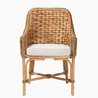 Chaise de luxe écologique Vietnam tissé à la main vintage jacinthe d'eau et jonc de mer pour un siège confortable et élégant salon patio et chambre à coucher