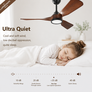 Ventilador de Techo de 42 Pulgadas con Luz y Control Remoto, Aspas de Madera, 3 Aspas, Motor DC Silencioso, Diseño de Madera Sólida para el Hogar - Product Image 3