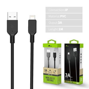 1M CB-212 IP Cable DE DATOS negro 3A DAM Calble PARA IPHONW 3A CABLE DE CARGA RÁPIDA - Product Image 1