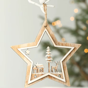 Ornements accrochants de Noël en bois décoratif avec l'idéal de fête de modèle pour la décoration d'arbre et de pièce - Product Image 1