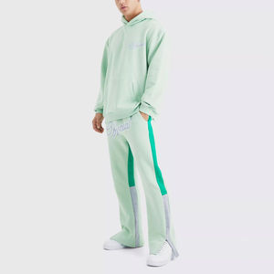 Écusson de streetwear personnalisé survêtements pour hommes brodés en détresse survêtements Slim Fit en coton patchwork pullover pour hommes survêtements évasés - Product Image 1