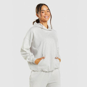 Pull à capuche imprimé ou brodé avec logo personnalisé en gros avec cordon de serrage Sweat à capuche surdimensionné pour les femmes - Product Image 1