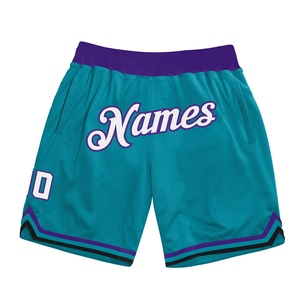 Industrie Direct Engro Sportswear Basketball <b>Shorts</b> Custom Teal <b>White</b>-Purple Authentic Throwback Basketball <b>Shorts</b> - Product Image 1