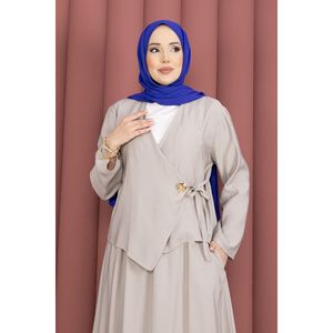 Ensemble deux pièces jupe kimono décontractée pour femme avec pierres, taille XS, en tissu crêpe, idéal pour les tenues printemps/été ou automne - Product Image 2