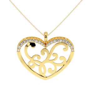 AJRETAIL Pendentif en or rose plaqué or avec diamant naturel en forme de cœur de 0,23 carat - Couleur GH, clarté SI - Product Image 1