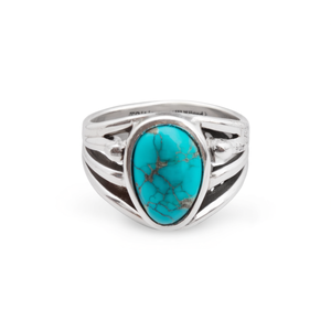 Trendy <b>Boho</b> Style Silver Plated <b>Ring</b> with Natural Turquoise Stone Fashionable Resale Appeal - Product Image 3