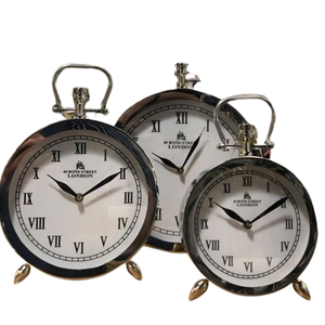 Ensemble de 3 Horloge de Table Acier Inoxydable Métal Mouvement à Quartz Moderne de Haute Qualité Horloge de Table Forme Carrée Design - Product Image 5