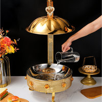 Haute sur demande chauffe-plats plaqué or en acier inoxydable chauffe-plats restauration Buffet pour la célébration de mariage chauffe-plats en acier