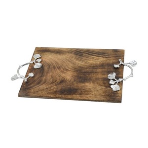 American Style Wholesale Wooden <b>OVAL</b> Serving Tray With Handles Luxurious Look <b>Table</b> Decorative <b>Coffee</b> Display Tray for Juice - Product Image 2