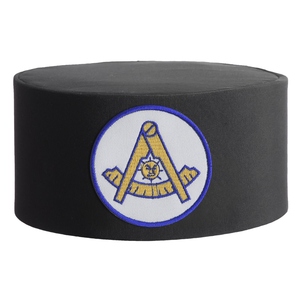 Masonic Regalia Blue Lodge Past Master Crown Cap Parche blanco con parche bordado de borde azul - Product Image 1