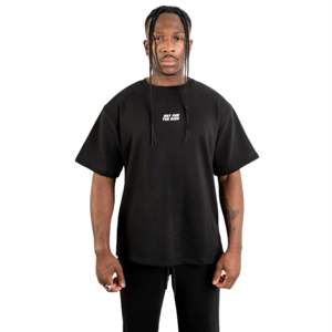 T-shirt basique à grand logo 280 GSM T-shirt surdimensionné avec épaules tombantes T-shirt Streetwear 100% coton avec impression avant et arrière - Product Image 2