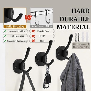 Flared Heavy Duty Aluminium Coat Rack <b>Hooks</b> <b>Wall</b> Mounted Utility <b>Hooks</b> for Clothing Scarf Bag Towel & <b>Key</b> Prong <b>Hook</b> Screws - Product Image 5