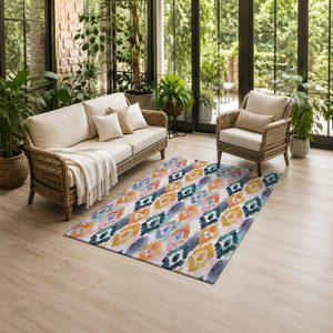 RUGS DEPOT LXDP-0189 Wholesale Multicolor Neutral Traditional Medallion Digital Printed Machine Washable Chenille Rug Non <b>Slip</b> - Product Image 6