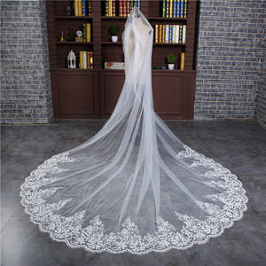 Voile de mariée de 3 mètres de long, blanc pur, brodé avec des appliques, idéal pour les fêtes (Dropshipping) - Product Image 4