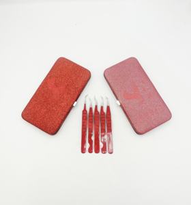 Pince à cils en acier inoxydable de couleur rouge personnalisée poignée en forme de cœur pointe de grande quantité et de volume extensions testées à la main - Product Image 5