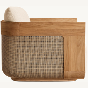 เฟอร์นิเจอร์โซฟาเดี่ยวสไตล์โมเดิร์น ทำจากไม้สัก ตกแต่งด้วยหวายสวยงาม เหมาะสำหรับใช้งานกลางแจ้ง - Product Image 3