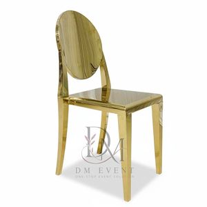 Chaise d'événement ronde en métal doré massif avec dossier en acier inoxydable pour mariages et banquets d'hôtel – Vente en gros de sièges - Product Image 3