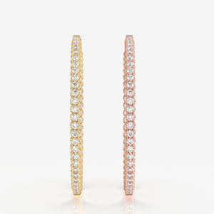 Boucles d'oreilles créoles en or 18 carats avec diamant de laboratoire taille ronde, grand diamant pour un look élégant - Product Image 5