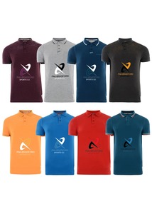 เสื้อโปโลแฟชั่นสำหรับผู้ชายเสื้อโปโลแขนสั้นสีฟ้าเย็บพิมพ์ลายสีสันสดใส - Product Image 4