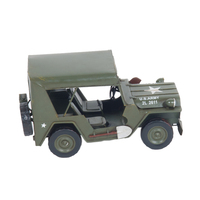 Modèle de voiture Jeep Willys Quad Overland 1940 en acrylique fait main, rectangle 29,2Lx12,7Wx16,5H cm, peint OMH AJ103, pour maison, bureau, camping-car