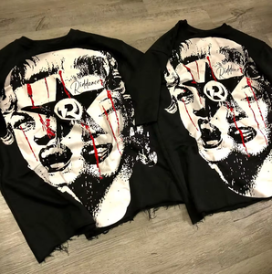 High Street Vintage Hip Hop Distress T-shirt Dtg Imprimé Graphique Coton T-shirt Ourlet Court T-shirt Homme - Product Image 5