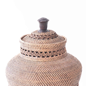 Jarrón tejido a mano con patrón trenzado y tapa Hecho en Vietnam Material ecológico para decoración del hogar y decoración de vajilla al por mayor - Product Image 2