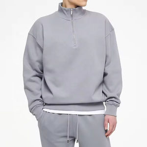 Sudadera personalizada French Terry Quarter Zip con estampado de pantalla personalizado Jersey liso Sudadera con capucha 100 algodón Sudaderas con media cremallera para hombre OEM - Product Image 1