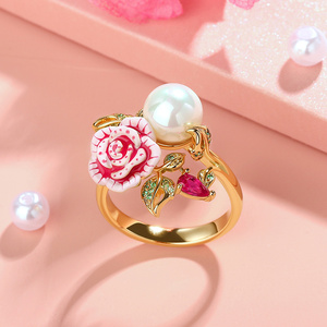 แหวนแฟชั่นเงินสเตอร์ลิงเคลือบลายดอกกุหลาบประดับมุกเลี้ยง Jeulia Cherished Love - Product Image 6