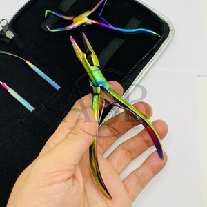 Vente chaude pince d'extension de cheveux en acier inoxydable de qualité chirurgicale Kit d'outils multicolores arc-en-ciel outils d'extension de cheveux en gros - Product Image 5