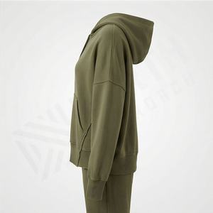 Sweat-shirt à capuche boutonné pour femme, décontracté, léger, avec poche kangourou, logo personnalisé, polaire doux, jogging, vêtements de sport - Product Image 3