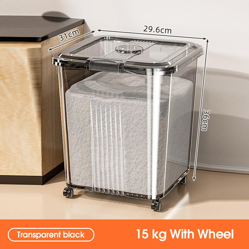 Black 15kg Rice Capacity with Wheels