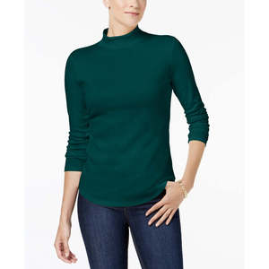 Maglia a Collo Alto in Cotone Verde da Donna Charter Club, Nuova Uscita, Taglia Media, Top in Maglia - Product Image 1