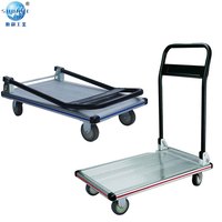 Chariot à plateforme pliable à quatre roues en métal, chariot utilitaire pliable robuste, OEM pour entrepôt et usage domestique