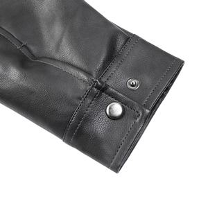 แจ็กเก็ตหนังลำลองสำหรับผู้ชายมาใหม่ปกตั้งมีซิปปิดและโลโก้ด้านหน้าแบบทึบ - Product Image 3