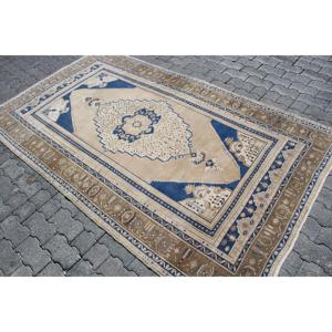 Tapis vintage turc 4,8x7,8 pi (146x238 cm), tapis persan bleu - Product Image 2