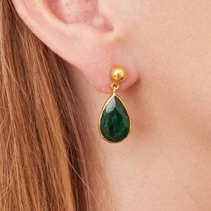 Delicados pendientes de gota de oreja de piedras preciosas verdes esmeralda con forma de pera hermosos regalos de joyería de plata de ley sólida 925 para ella - Product Image 4
