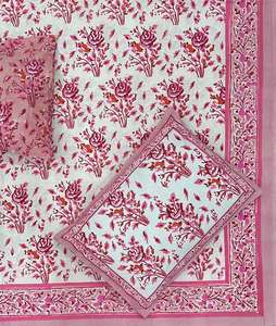 Sábana de algodón 100% hecha a mano con funda de almohada, juego de sábana Jaipuri ecológica impresa con bloque de mano con diseño de borde - Product Image 2