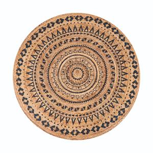 Set de table rond en jute tissé à la main avec imprimé géométrique noir |   Set de table écologique naturel pour la décoration de la maison et des restaurants - Product Image 5