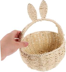 Cesta de Pascua de Mimbre Hecha a Mano con Forma de Conejo y Asa |   Maceta Decorativa de Paja Tejida |   Canasta de Regalo con Conejito para Fiestas Infantiles - Product Image 2