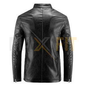 Maxfit เสื้อแจ็คเก็ตหนังสำหรับผู้ชายไซส์พิเศษผ้าแคนวาสคอตั้งดีไซน์ตามสั่ง - Product Image 2