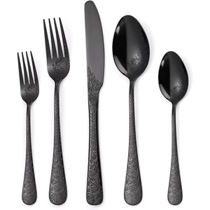 Juego de 5 Cubiertos de Acero Inoxidable, Cubiertos Ideal para Cocina, Uso Doméstico en Hotel, Cubiertos con Acabado Plateado, Apto para Lavavajillas - Product Image 4