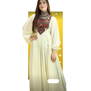 Women's Modest Fancy Afgani Model <b>Wedding</b> <b>Dress</b> with <b>Long</b> <b>Sleeves</b> Plain Dyed Lace Decoration Casual Style on Sale - Product Image 5