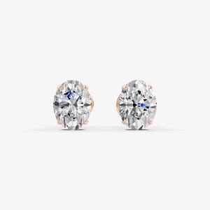Boucles d'oreilles solitaires ovales classiques en diamants de laboratoire de 0,70 carat, taille ovale, EF-VVS2, en or massif 14 carats, pour fiançailles et soirées. - Product Image 3