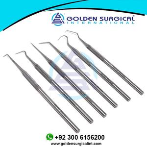 Juego de 6 microsondas de precisión Combo de 5,5 pulgadas de longitud total Sonda periodontal Escalador dental Juego de instrumentos quirúrgicos dentales - Product Image 6