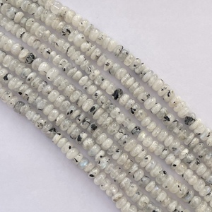 6Mm 8Mm 10Mm Tự Nhiên Màu Đen Spot Trắng Cầu Vồng <span class=keywords><strong>Moonstone</strong></span> Đá Mịn Rondelle Hạt Sợi Bán Quý Lớn Chunky Kích Thước Chuỗi - Product Image 2