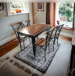 Meubles de restaurant 1 table et 4 chaises métal et bois meubles de restaurant de style industriel, pour café restaurant - Product Image 4