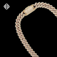 Collar de Cadena Cubana Chapado en Plata de Ley 925 con Diamantes Simulados de Moissanita, Joyería Hip Hop para Raperos, Regalo de Boda para Hombre