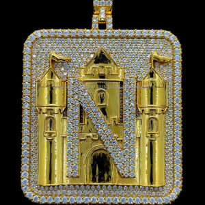 Joyería fina de plata 925 con logotipo personalizado para hombre, colgante de placa de identificación con incrustaciones de diamantes elegantes, probador de pases de estilo HipHop - Product Image 1