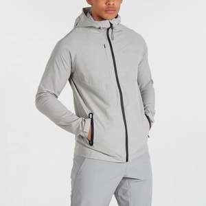 Veste coupe-vent à col montant de haute qualité enduite en gros, tissu en toile imperméable et coupe-vent, service OEM, entraînement en plein air - Product Image 2